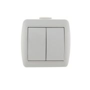 HATA Выключатель двухклавишный белый