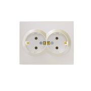 Розетка 2-м СП VESNA с заземл. ПБТ жемчуж./бел. перламутр LEZARD 742-3000-127B
