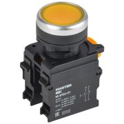 Кнопка с фиксацией d=22мм 1NO+1NC жёлтая MASTER