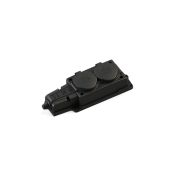 Колодка 2х розетка двойная 2К+З каучуковая        16А/250В IP44 Чёрная MultiSet