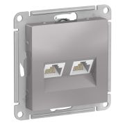 Розетка ATLASDESIGN двойная компьютерная RJ45+RJ45 категория 5E механизм алюминий