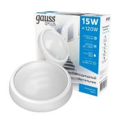Светильник светодиодный Qplus 15Вт 6500К IP65 1250лм d175х76мм 160-260В ДБП круг настенно-потолочный GAUSS 141411315